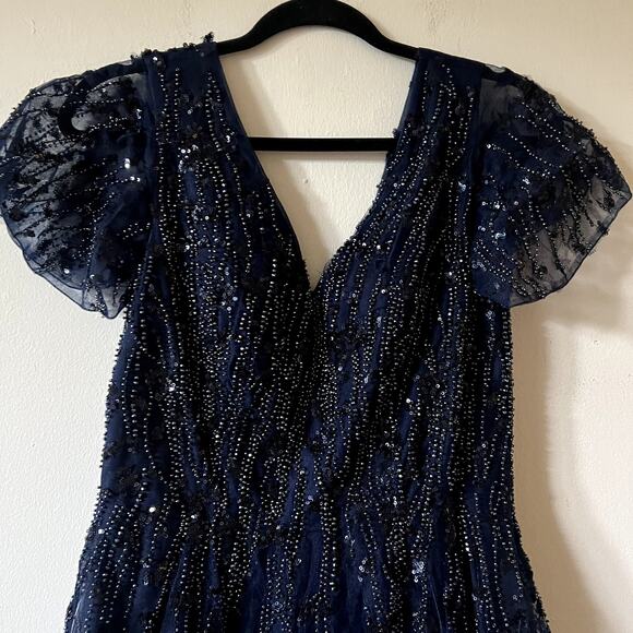 Mac Duggal Women's Beaded Tulle Tea-Length midi Dress 20304 size 6 D1 - Picture 4 of 9